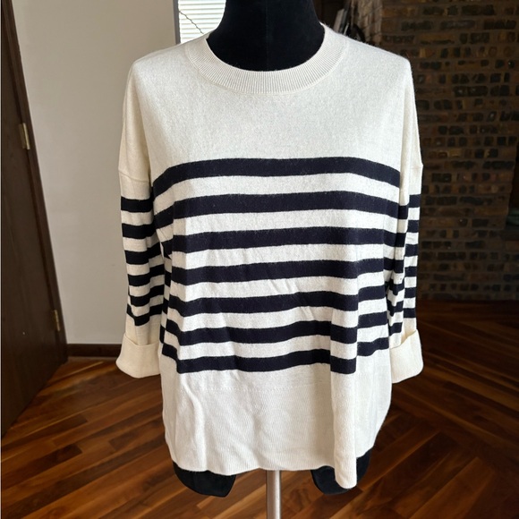 AYR Lofty Softie Sweater in Black and White Stripes, ECU - Picture 8 of 10